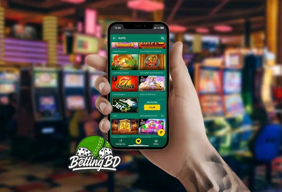 A slot machine with a jackpot and other slots in hand of player