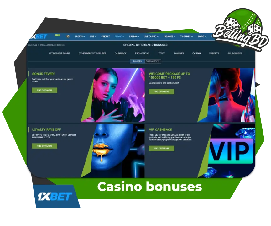 Attractive casino bonuses at 1xbet Casino BD