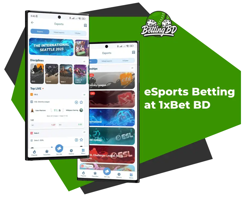 Tournaments and eSports betting in 1xbet BD app