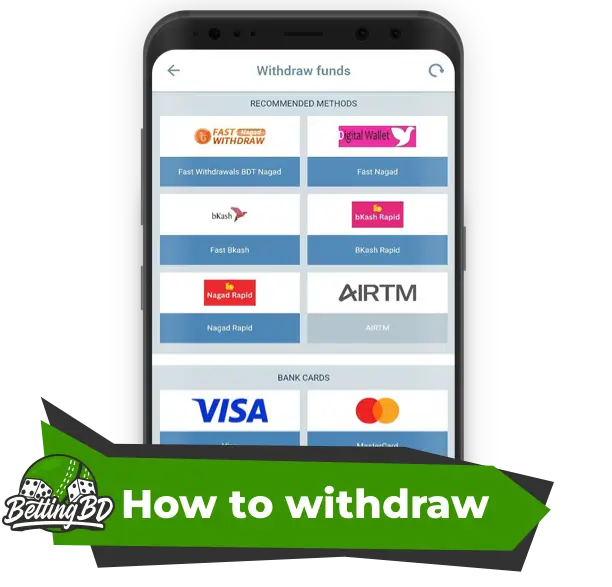 Screenshot of the withdrawal section of 1xBet Bangladesh