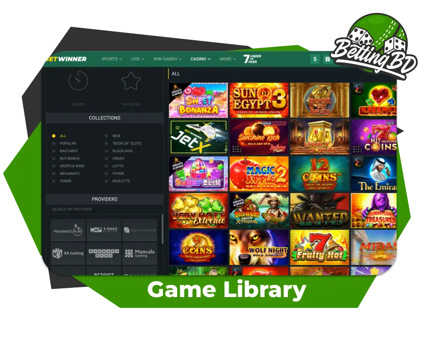 Screenshot of Game Library of Betwinner