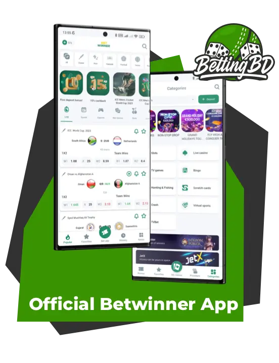 Official Betwinner App on mobile phone