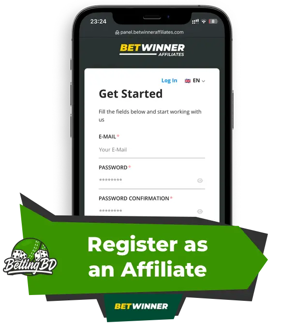 Registration as a Betwinner affiliate via a mobile device