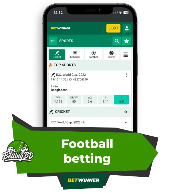 Betwinner Bangladesh football betting on mobile phone