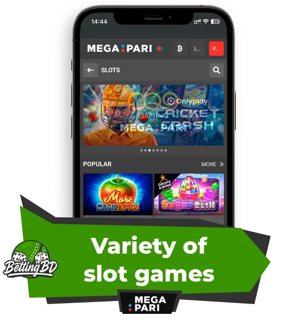variety of slot games Megapari