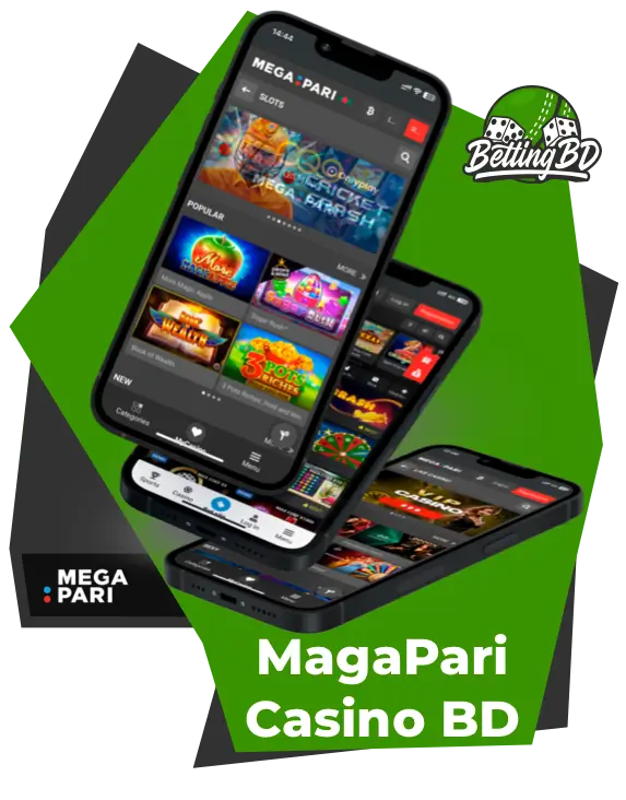 Megapari Casino Bangladesh different pages on mobile device