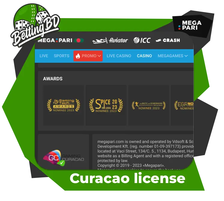 license of Megapari casino and awards